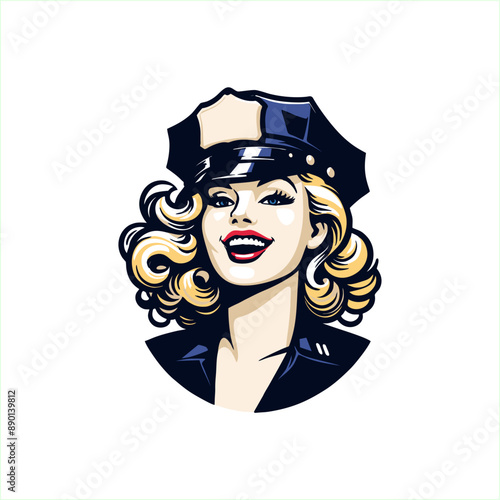 police woman illustration vector design art