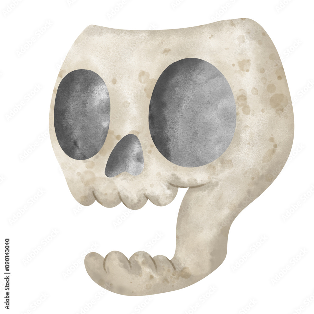 Obraz premium Watercolor Skull, Ghost, Halloween