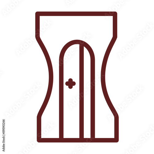 Pencil Sharpner Vector Line Maroon Icon Design