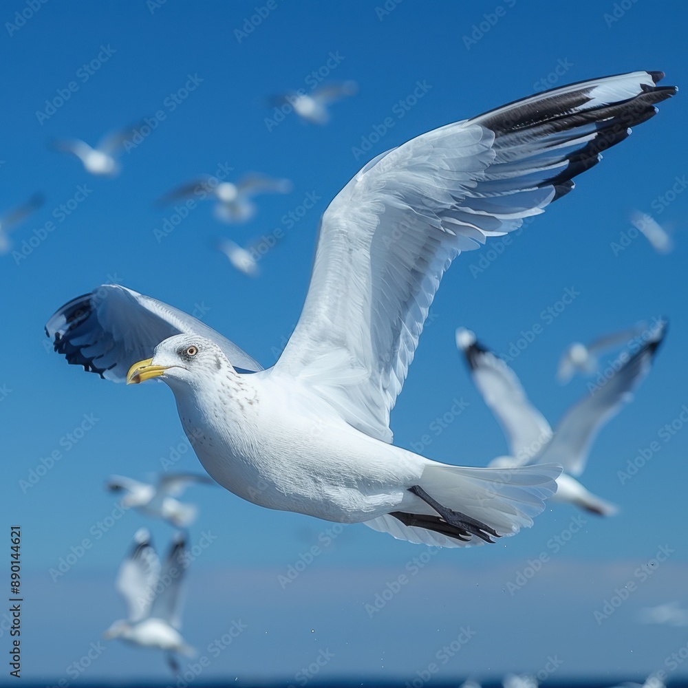 Seagull soaring in a clear blue sky Seagull soaring in a clear blue sky
