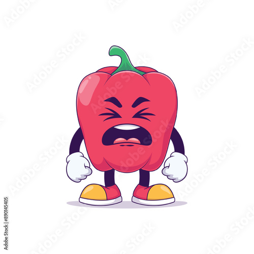 disgust or sneezing red bell pepper cartoon