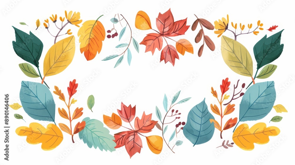 banner with colorful leaves on white background banner with colorful leaves on white background