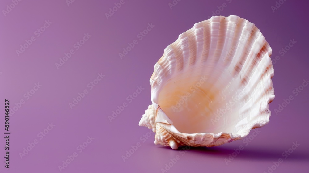 seashell peeking out from a solid purple background seashell peeking out from a solid purple background
