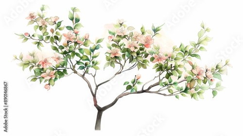 a tree on white background. watercolor illustration style