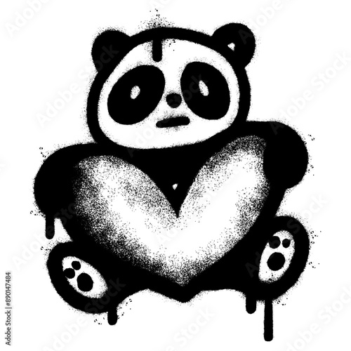 Spray Painted Graffiti panda icon  Sprayed isolated with a white background. Vector illustration.