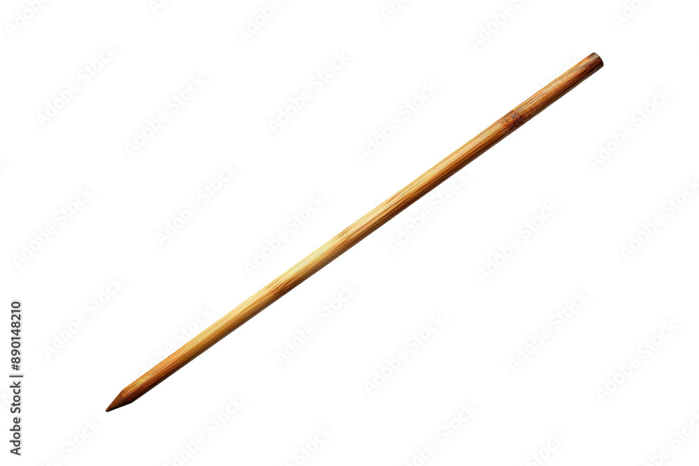 A Single Wooden Skewer Isolated Against a White Background on a Clear PNG or White Background. A Single Wooden Skewer Isolated Against a White Background on a Clear PNG or White Background.