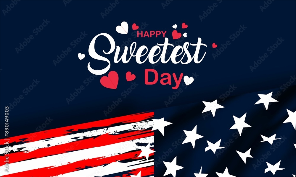 Happy Sweetest Day banner with love and America flag Happy Sweetest Day banner with love and America flag