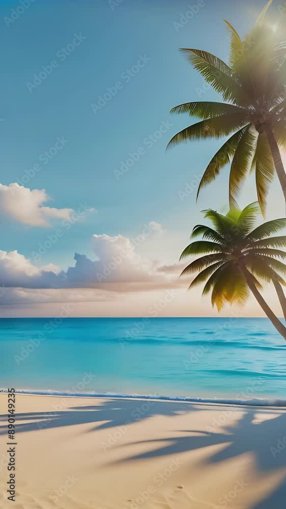 A stunning beach scene with golden sands, clear turquoise waters, and gentle waves. The visuals include palm trees swaying in the breeze, creating a picturesque and tranquil tropical paradise. A stunning beach scene with golden sands, clear turquoise waters, and gentle waves. The visuals include palm trees swaying in the breeze, creating a picturesque and tranquil tropical paradise.