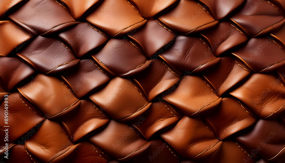 Interwoven Brown Leather Squares Closeup Texture Interwoven Brown Leather Squares Closeup Texture
