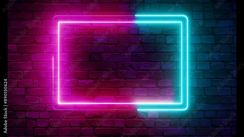 Neon Frame on Brick Wall Neon Frame on Brick Wall