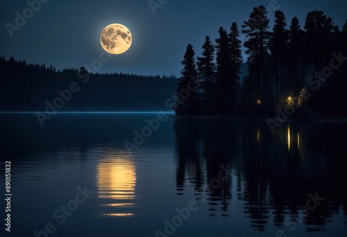 moonlight reflecting lake surface casting shadows night, reflection, water, nature, beauty, landscape, moonbeam, scenery, dark, glowing, moonlit, shimmering