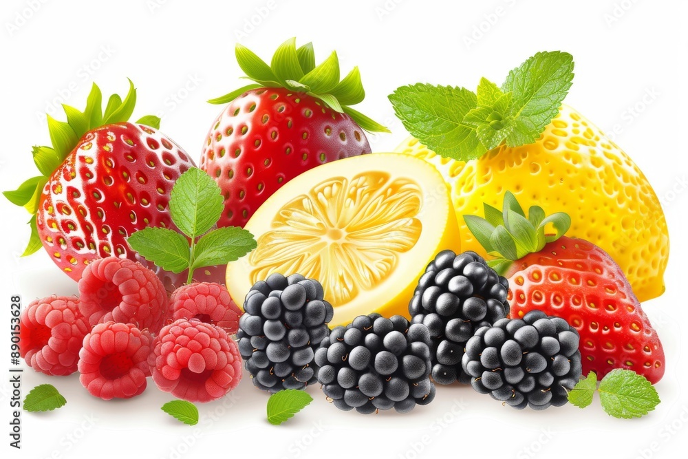 Assorted Berries with Strawberries Blackberries and Lemons Assorted Berries with Strawberries Blackberries and Lemons