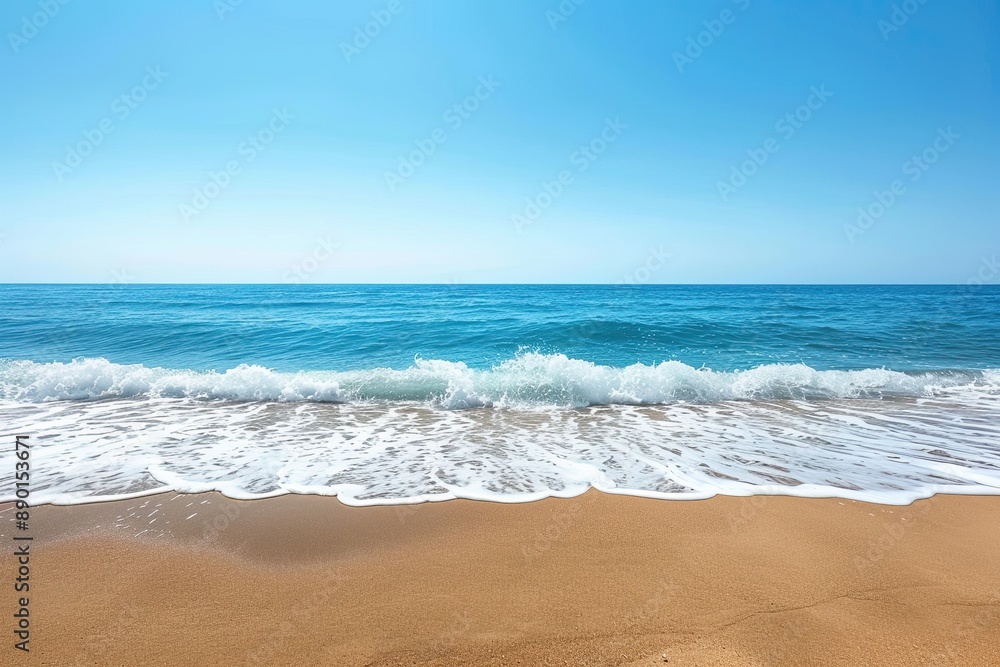 Serene beach with gentle waves on a sunny day Serene beach with gentle waves on a sunny day