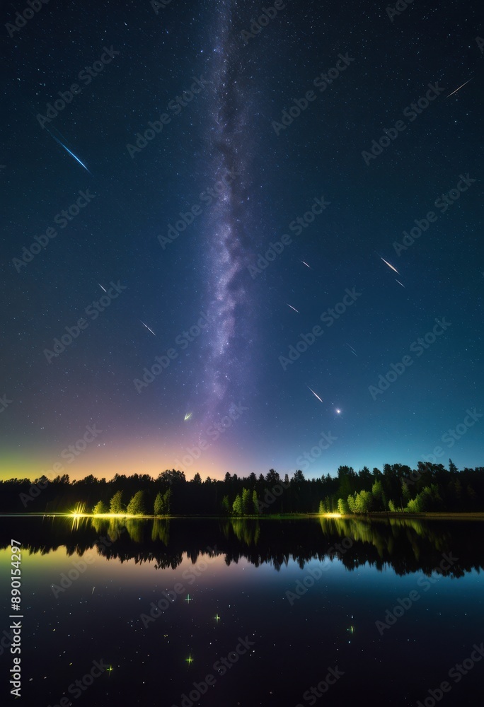 starry meteor shower reflections pristine lake surface, night, clear, sky, stars, water, nature, beauty, peaceful, serene, tranquil, astronomy, celestial starry meteor shower reflections pristine lake surface, night, clear, sky, stars, water, nature, beauty, peaceful, serene, tranquil, astronomy, celestial