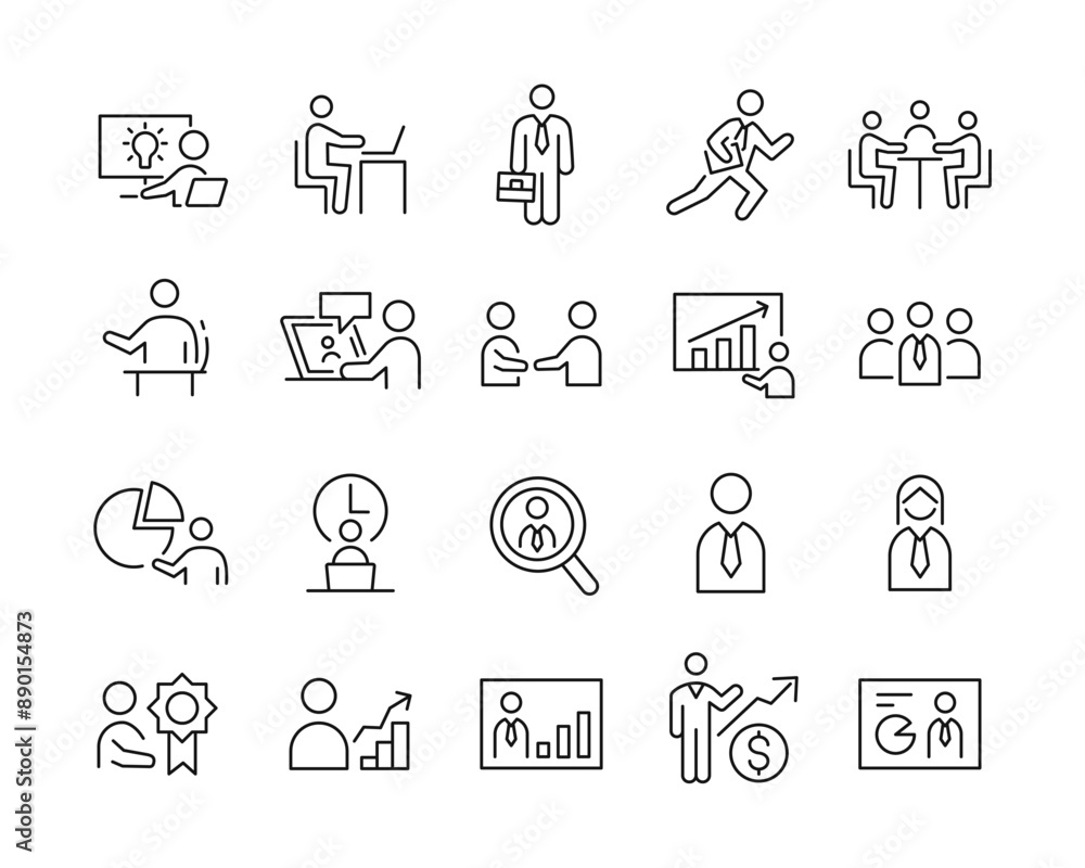Business People Icons - Vector Line. Editable Stroke. Business People Icons - Vector Line. Editable Stroke.