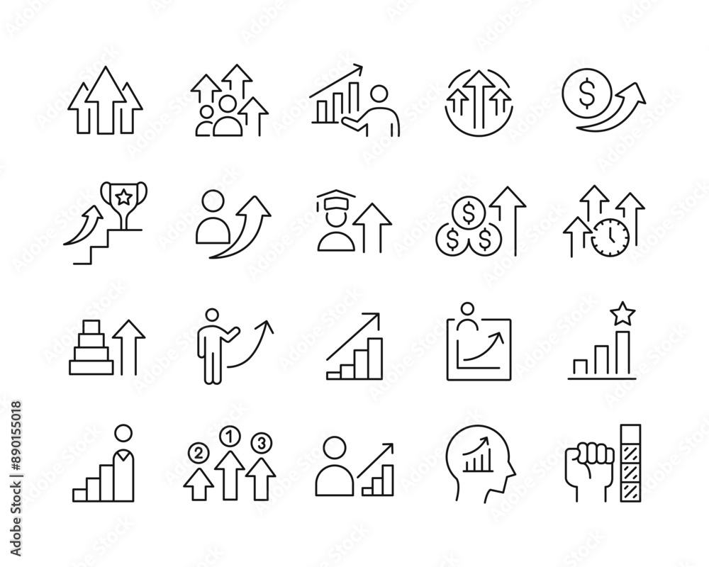 Growth Icons - Vector Line. Editable Stroke. Growth Icons - Vector Line. Editable Stroke.