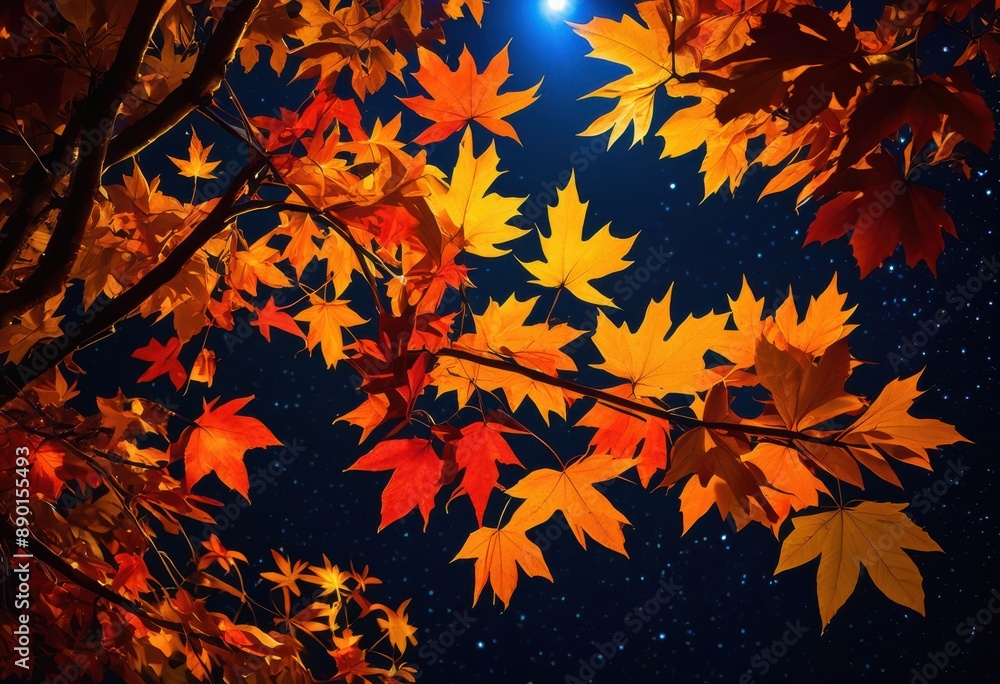 bright stars peeking through colorful autumn leaves night sky, foliage, shining, twinkling, celestial, colors, vibrant, glowing, starry, luminous, nighttime, bright stars peeking through colorful autumn leaves night sky, foliage, shining, twinkling, celestial, colors, vibrant, glowing, starry, luminous, nighttime,