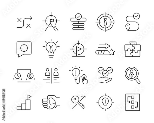 Strategy Icons - Vector Line. Editable Stroke.