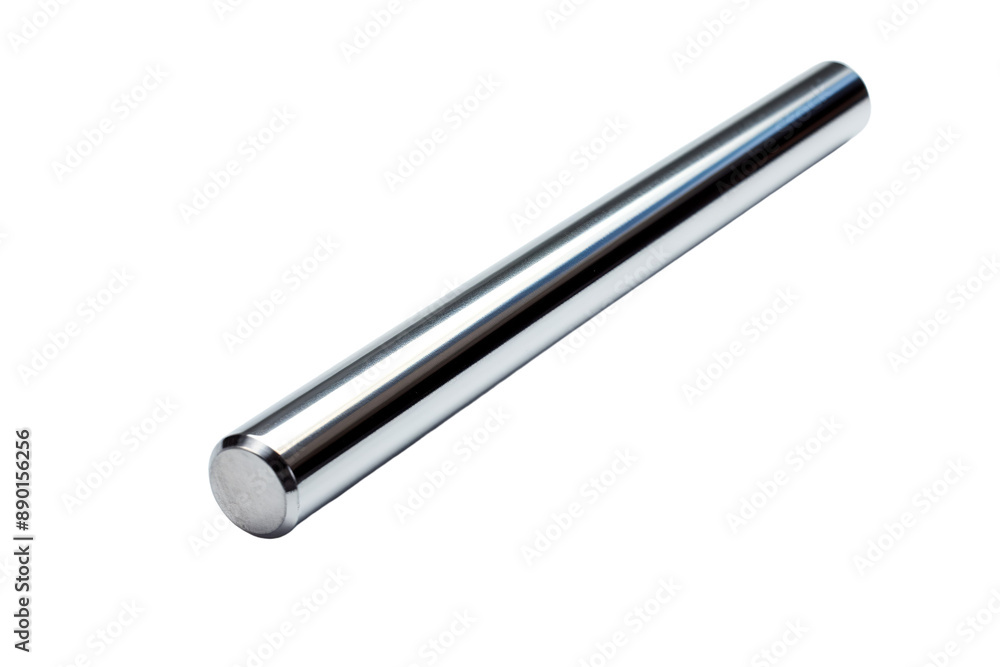 A Polished Metal Rod Against a White Background on a Clear PNG or White Background. A Polished Metal Rod Against a White Background on a Clear PNG or White Background.