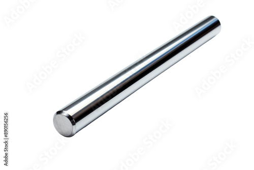 A Polished Metal Rod Against a White Background on a Clear PNG or White Background.
