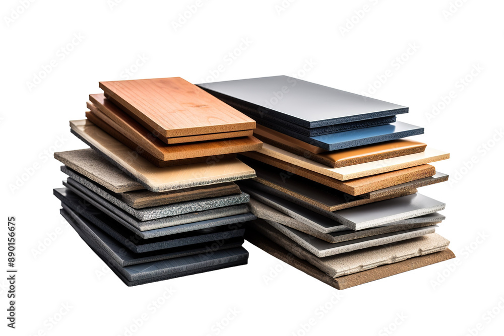A Symphony of Textures: A Stack of Decorative Panels Awaiting Their Destiny on a Clear PNG or White Background. A Symphony of Textures: A Stack of Decorative Panels Awaiting Their Destiny on a Clear PNG or White Background.
