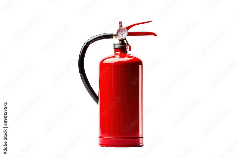 Obraz premium A Ready Red Fire Extinguisher Against a Blank Canvas on a Clear PNG or White Background.