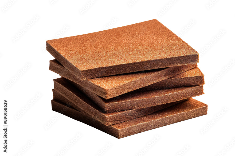 A Stack of Rich Brown Leather Squares, Isolated on White on a Clear PNG or White Background. A Stack of Rich Brown Leather Squares, Isolated on White on a Clear PNG or White Background.