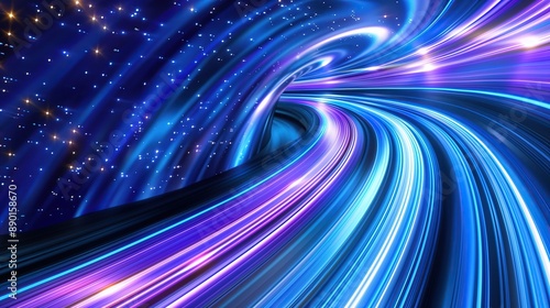 vibrant blue swirls speed lines with sparkling stars digital background © vishal