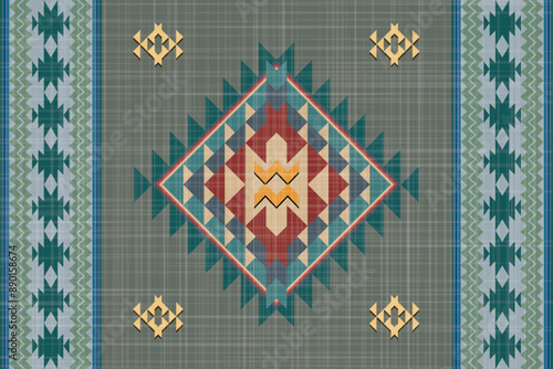 Navajo tribal vector seamless pattern. Native American ornament. Ethnic South Western decor style. Boho geometric ornament. Vector seamless pattern. Mexican blanket, rug. Woven carpet.