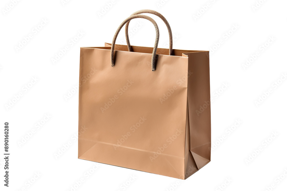 A Brown Paper Bag With Rope Handles, Ready for Gifts or Shopping on a Clear PNG or White Background. A Brown Paper Bag With Rope Handles, Ready for Gifts or Shopping on a Clear PNG or White Background.
