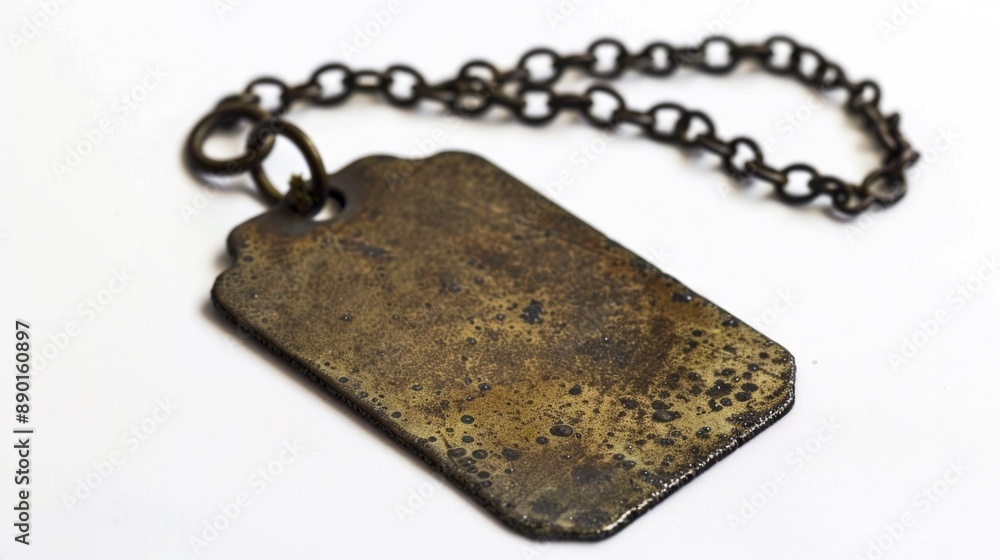 Fototapeta premium Tag Isolated. Military Dog Tag against White Background in Army Theme