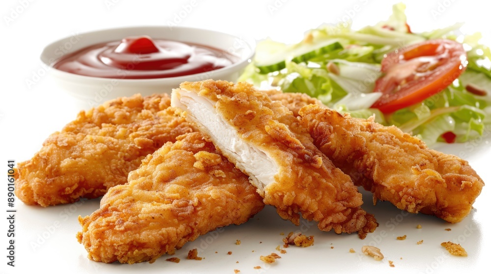Tenders. Breaded Chicken Tenders with Ketchup and Crispy Salad Tenders. Breaded Chicken Tenders with Ketchup and Crispy Salad