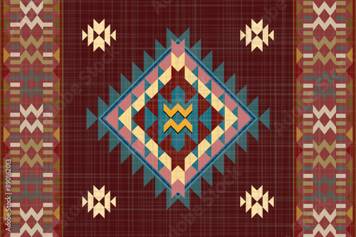 Native pattern american tribal indian ornament pattern geometric ethnic textile texture tribal aztec pattern navajo mexican fabric seamless Vector decoration fashion