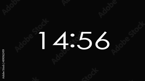 15 minutes countdown timer, digital clock timer on black screen