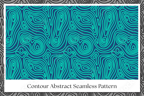 tosca topographic contour seamless pattern on blue background for print design. outdoor geographic contour texture pattern. terrain path isolated pattern. abstract contour line pattern templates