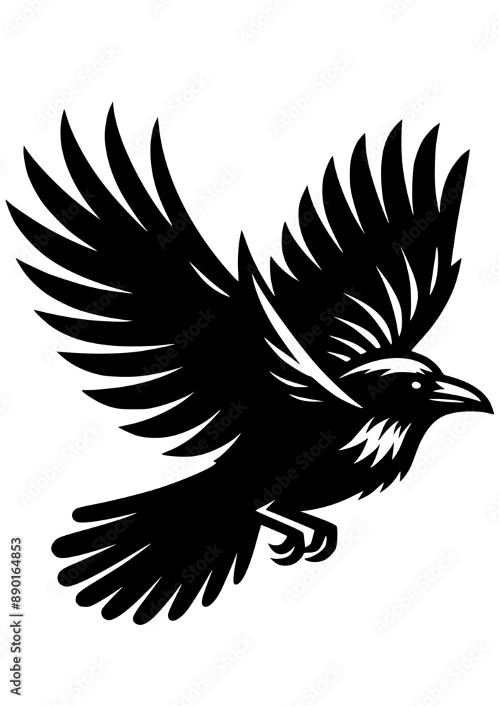 Fototapeta premium Raven SVG, Crow SVG, Bird SVG, Hunting SVG, Predator SVG, Eagle SVG, Hawk SVG, Pigeon SVG, Feathers SVG, Raven Silhouette, Raven Vector, Clipart, Cut file for Cricut SVG, JPG, PNG