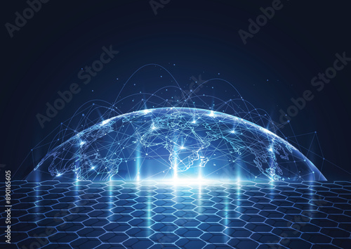 Global network connection. World map point and line composition concept of global business. Vector Illustration