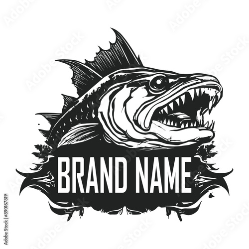Marlin tuna swordfish logo badge sports fishing vector illustration. Sea fish logo.