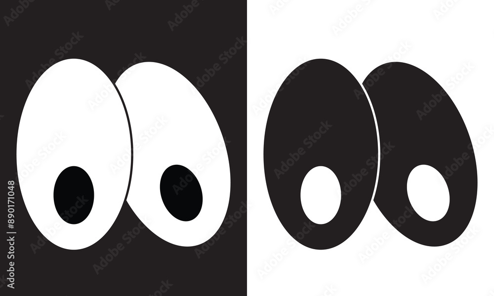 Eyeball of toys set, googly eyes, plastic open eyes of dolls looking . isolated on white and black background vector illustration. EPS 10 Eyeball of toys set, googly eyes, plastic open eyes of dolls looking . isolated on white and black background vector illustration. EPS 10