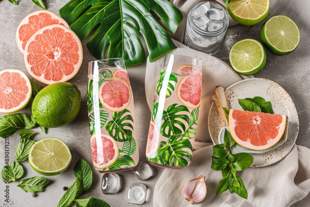 Tropical Popsicles with Grapefruit and Lime Slices Tropical Popsicles with Grapefruit and Lime Slices