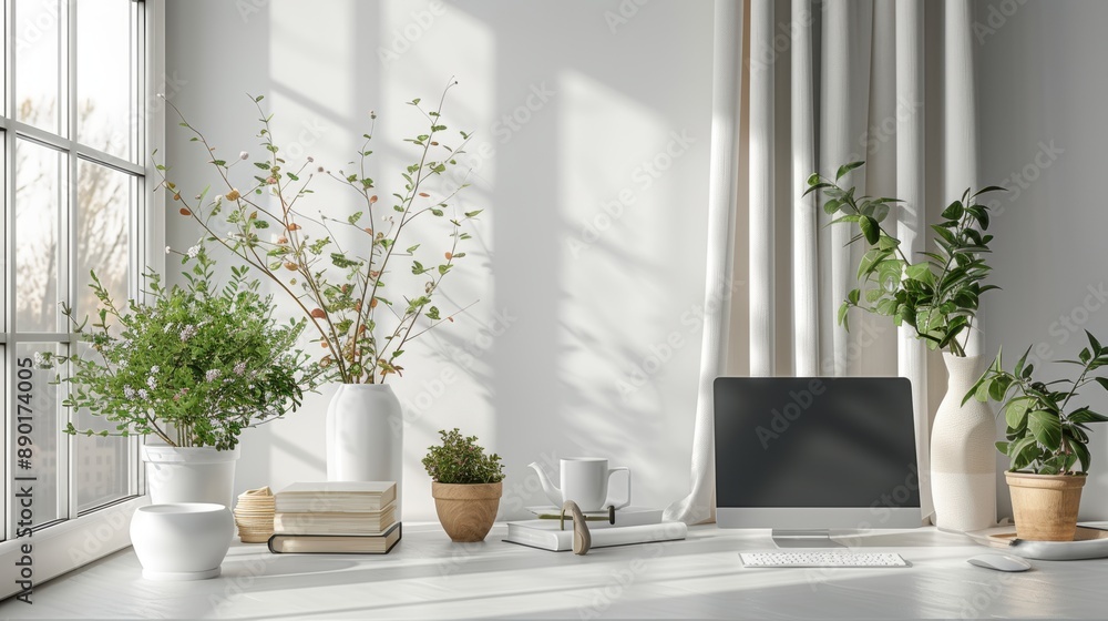 A clean and tidy workspace. A clean and tidy workspace.
