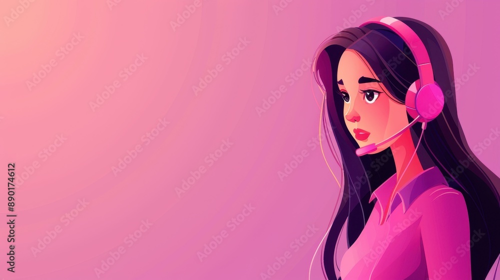 Experienced female customer support agent offering friendly assistance in a call center setting. Experienced female customer support agent offering friendly assistance in a call center setting.
