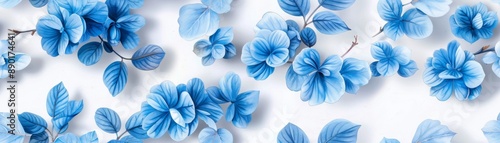 Watercolor Seamless pattern with blue and white