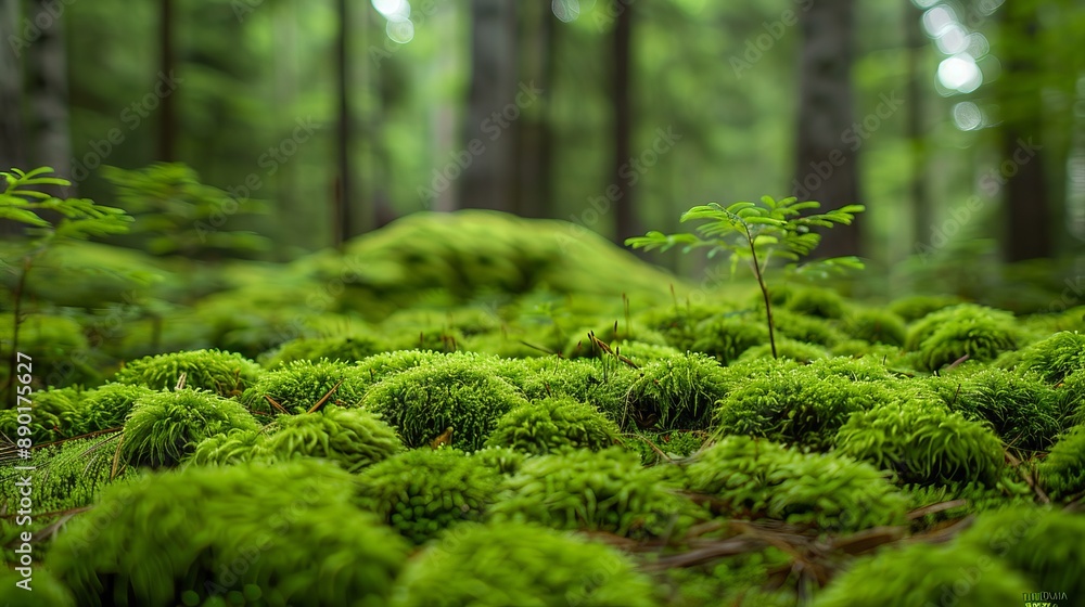Lush Green Moss in a Forest Lush Green Moss in a Forest