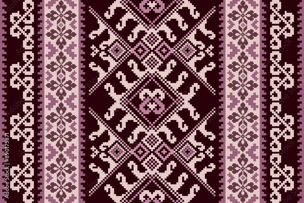 Cross Stitch pattern with Floral Designs. Traditional cross stitch needlework. Geometric Ethnic pattern, Embroidery, Textile ornamentation, fabric, Hand stitched pattern, Cultural stitching pixel art. Cross Stitch pattern with Floral Designs. Traditional cross stitch needlework. Geometric Ethnic pattern, Embroidery, Textile ornamentation, fabric, Hand stitched pattern, Cultural stitching pixel art.