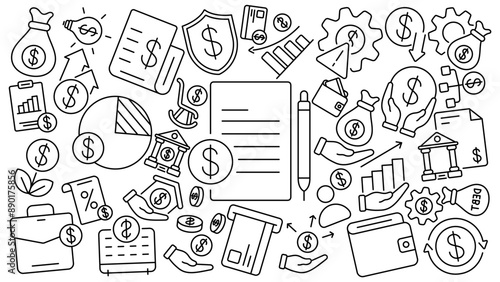 personal finance line icon doodle vector design collection with editable stroke