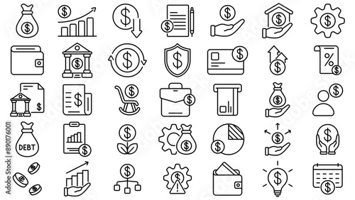 personal finance line icon vector design collection with editable stroke