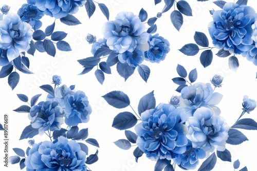 Watercolor Seamless pattern with blue and white	
