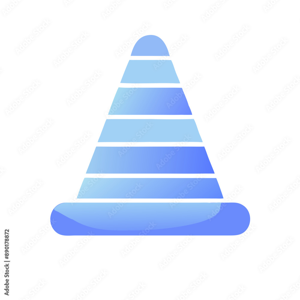 Blue Cone vector Icon Representing a Pyramid Shape