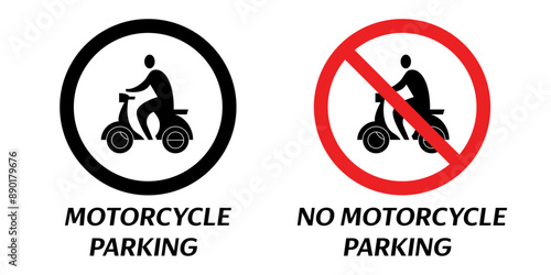 Motorcycle public parking area sign. Stock Vector.
